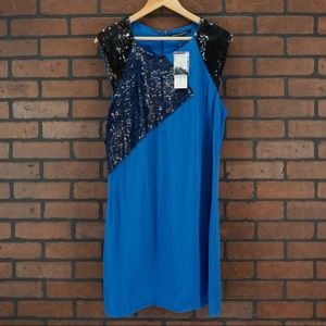 French Connection Blue Sequin Dress. NWT